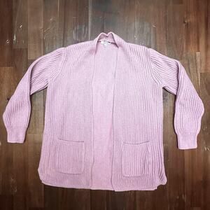 Madewell Sweater Womens XS Pink Ribbed Open Front Cardigan Pockets Do Well